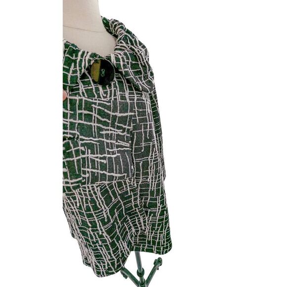 Yushi Women Black Two Button Front Textured Plaid Jacket Size Large - Picture 4 of 14